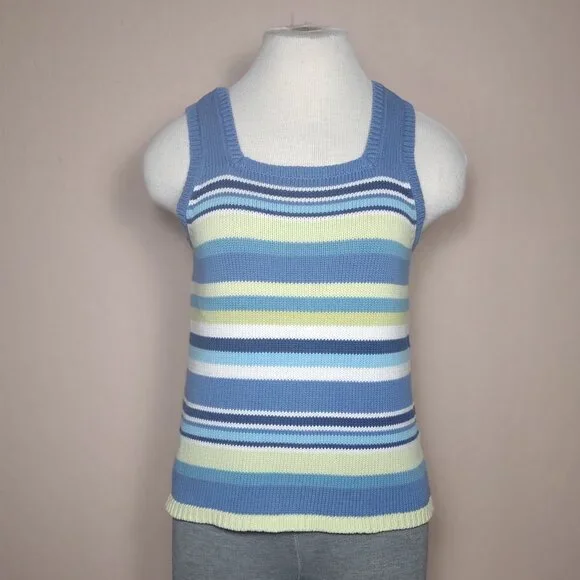 Square Neck Striped Sleeveless Sweater - Picture 2 of 13